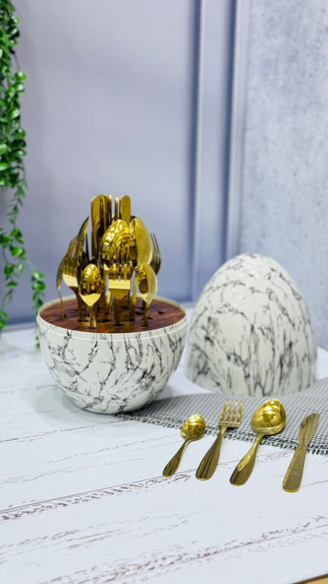 سرویس قاشق چنگال ۲۵ پارچه طرح ماربل
