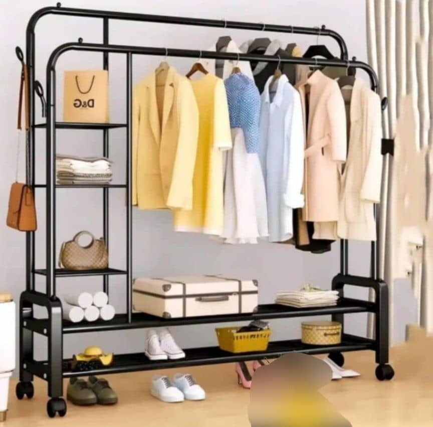 رگال دوبل چرخدار دوطبقه تحمل وزن ۵۸ کیلوگرم مشکی